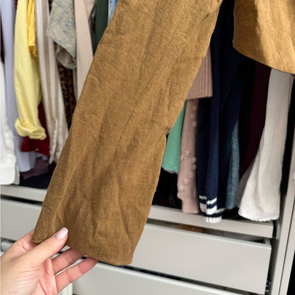 Free People Cropped Blazer Jacket in Tan/Brown - Picture 4 of 7